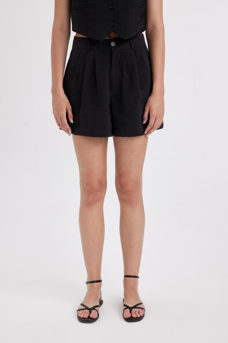 DeFacto Black Woman Regular Fit Normal Waist Short Leg Modal Shorts Casual - Image 1